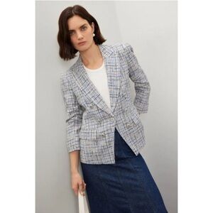 Veronica Beard Tweed Ryland Dickey Blazer Size 8 Blue Multi